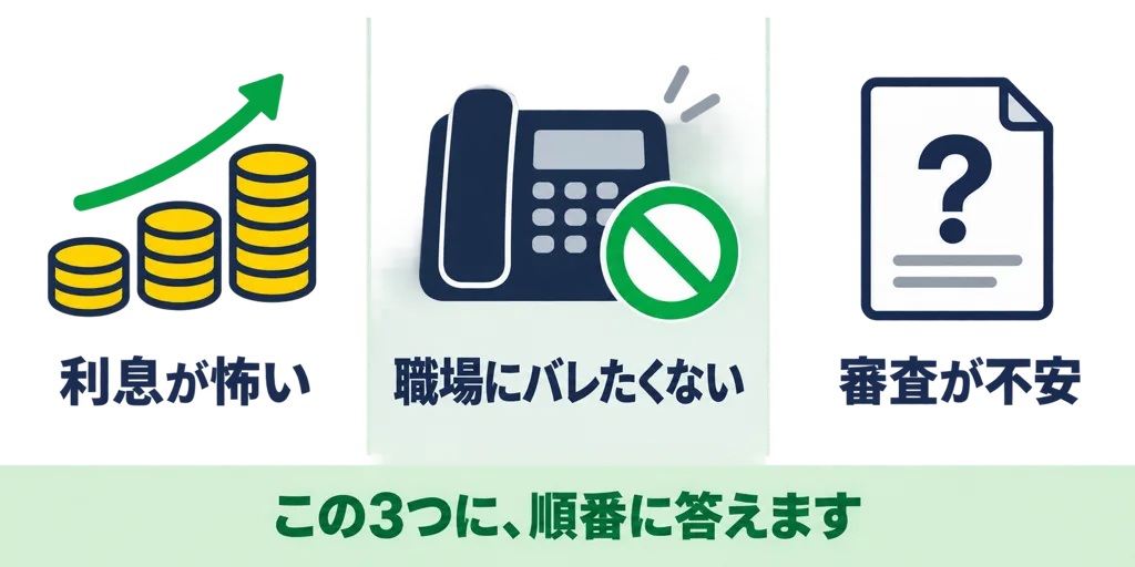 利息が怖い・職場にバレたくない・審査が不安