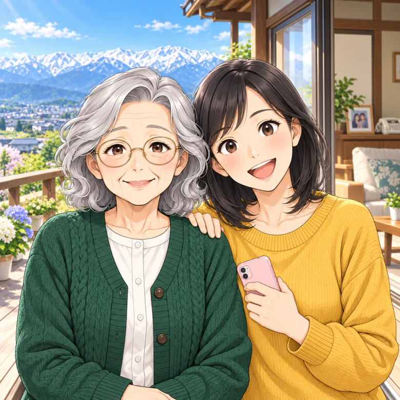 笑顔の母と娘