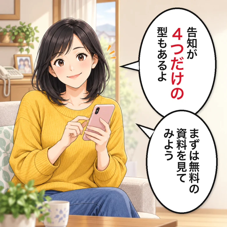 告知が4つだけの型もあると話す娘