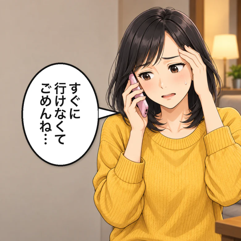 すぐに行けないと謝る娘