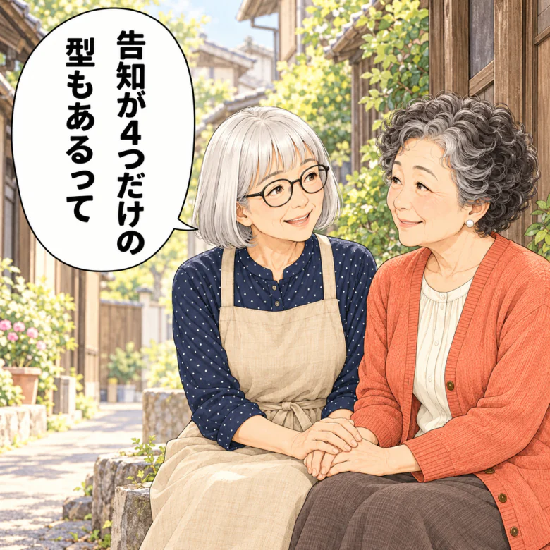 告知が4つだけの型もあると話す友人