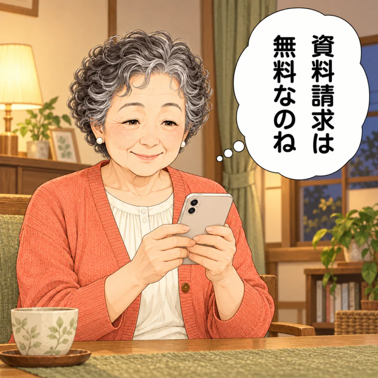 スマホで資料請求は無料と知る