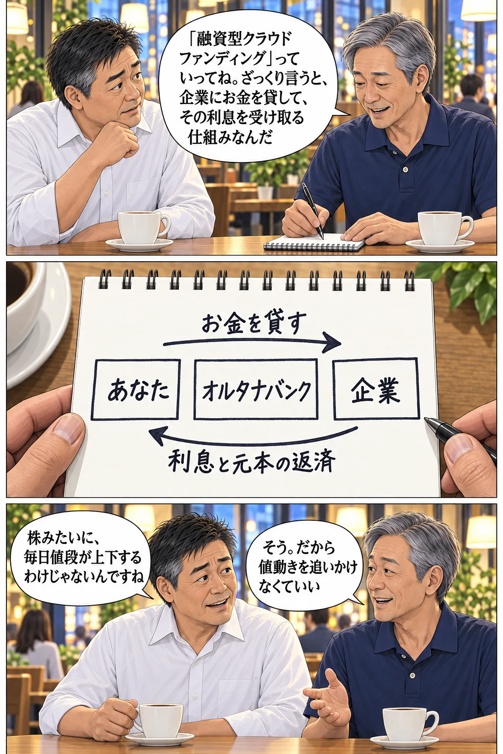 融資型クラウドファンディングの仕組みの図解