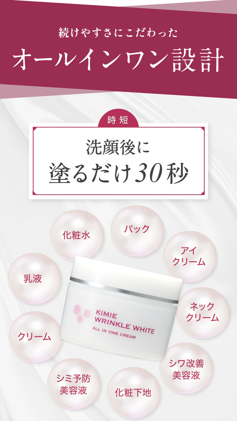 続けやすさにこだわったオールインワン設計 洗顔後に塗るだけ30秒 1つで9役